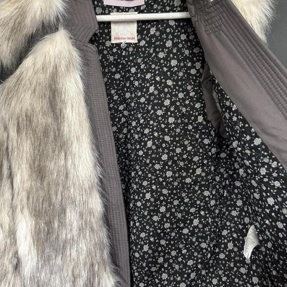 REBECCA TAYLOR SZ L large Faux Fur Jacket Vest Vest Coat Boho White - Picture 6 of 8